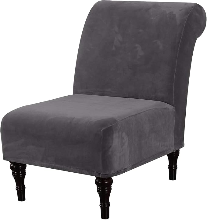 H.VERSAILTEX Armless Accent Chair Covers Thick Velvet Armless Chair Slipcovers by HVERSAILTEX