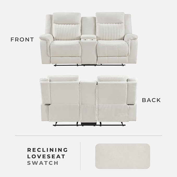 Lexicon Manual Double Reclining Loveseat, Polished Microfiber Manual Wall - Image 6