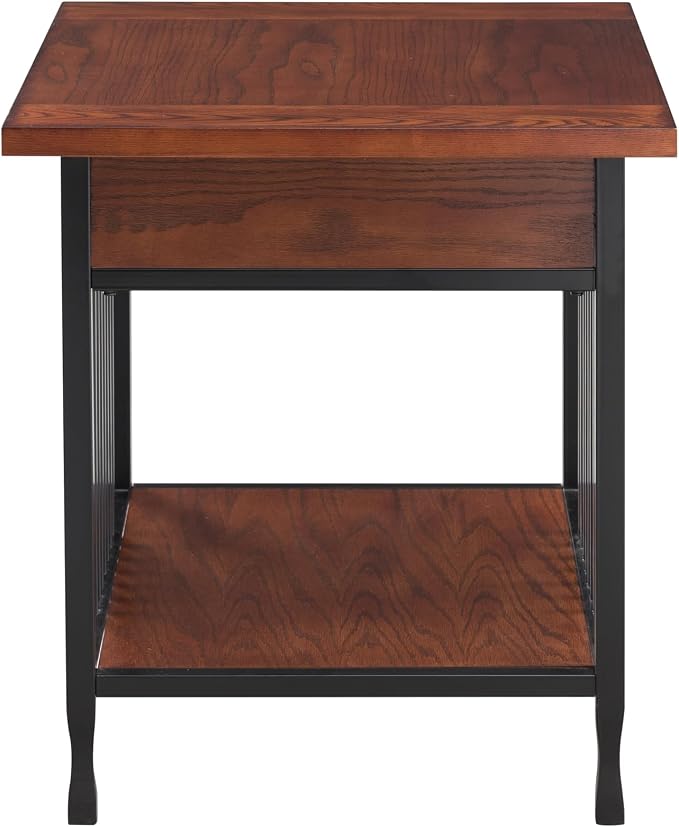 Leick Home Ironcraft End Table, Solid Wood, 1 Storage Drawer, Bottom Display - Image 4