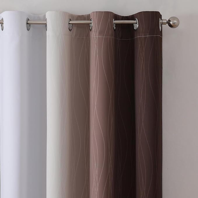 Estelar Textiler Brown and Greyish White Blackout Curtains 72 Inch Length 2 - Image 4