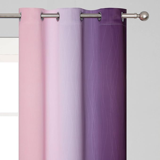 Estelar Textiler Ombre Pink and Purple Blackout Curtains 72 Inch Length 2 Panels - Image 4