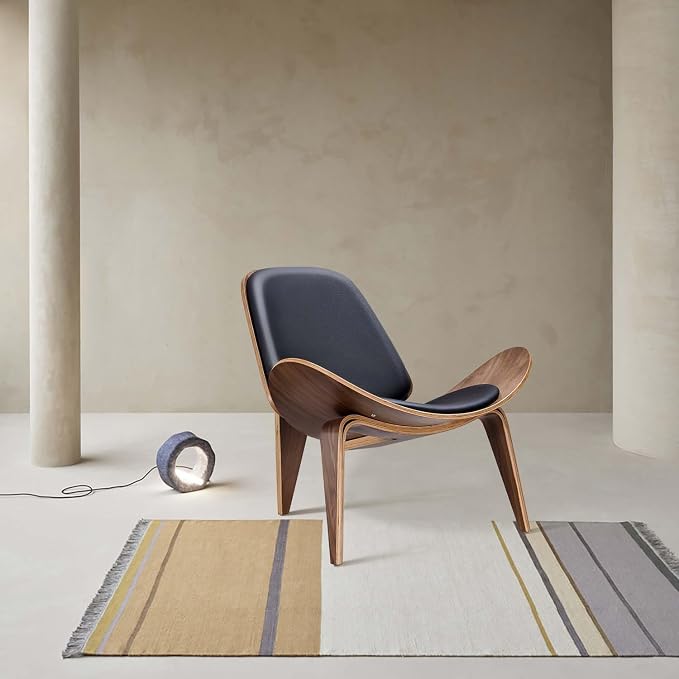 Furgle Mid Century Modern Shell Lounge Chair, PU Leather, Tripod Plywood - Image 5