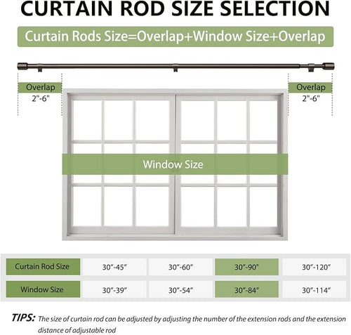 5/8” Diameter Curtain Rods 30-120 Inch, - Image 2