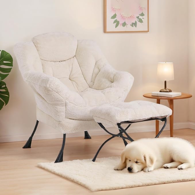 Tiita Lazy Chair with Ottoman, Comfy Leisure Sofa Armchair with Ottoman - Image 8