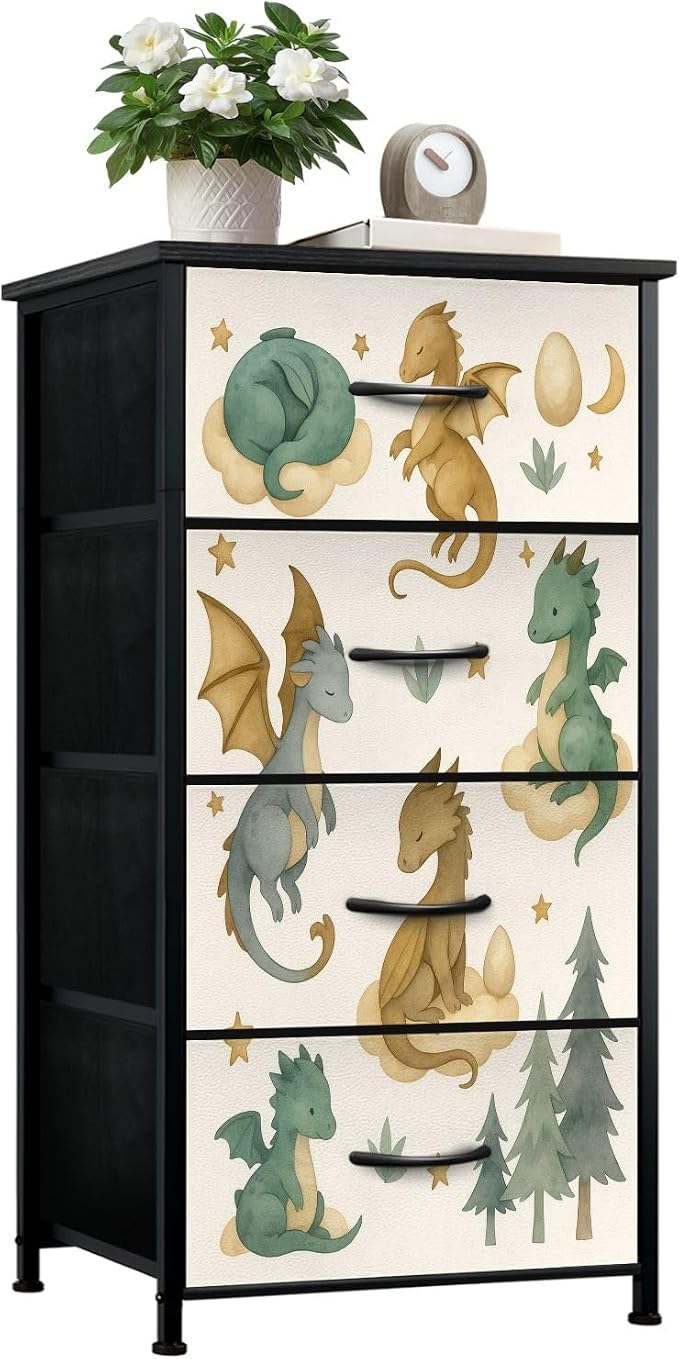 Dresser for Bedroom Dresser for Closet Dragon Baby Animals Watercolor Dressers by Unknown