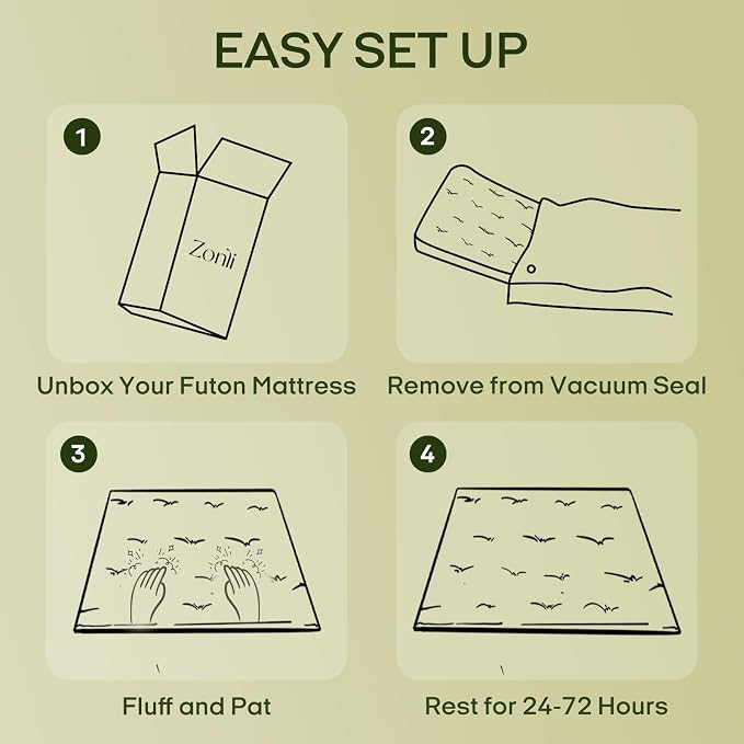 ZonLi Japanese Floor Futon Mattress Queen Size 80"x 60", 100% Cotton Cover - Image 7