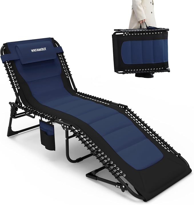 Oversized Padded Outdoor Folding Lounge Chair by WKFAMOUTCAMP