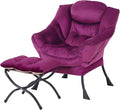 MBOOYOME Lazy Chair with Folding Ottoman, Modern Accent Armchair with Armrests by MBOOYOME