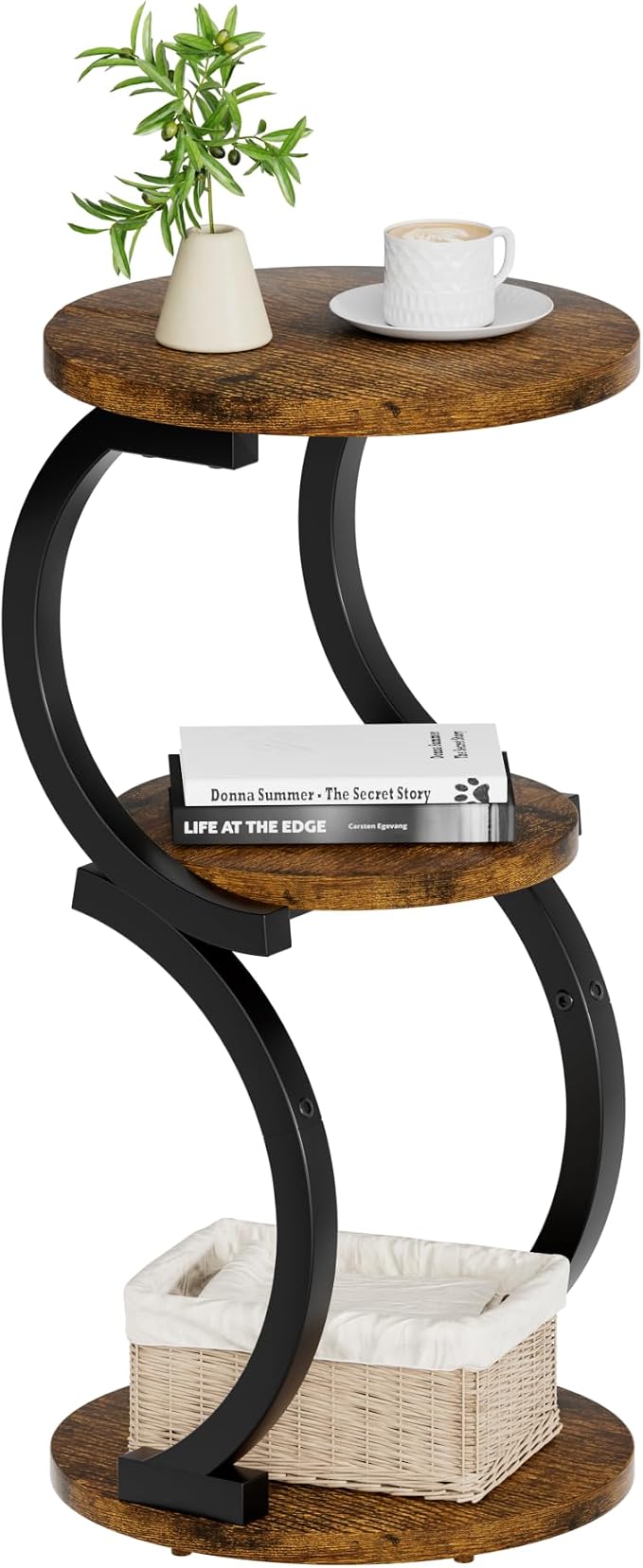 Small Side Table, 3-Tier Round End Table by JUSTOGO