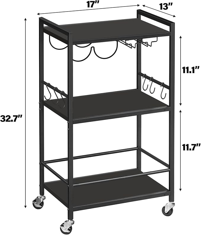 TUTOTAK Bar Cart, Home Bar Serving Cart, Microwave Cart, Drink Cart, Mobile - Image 6