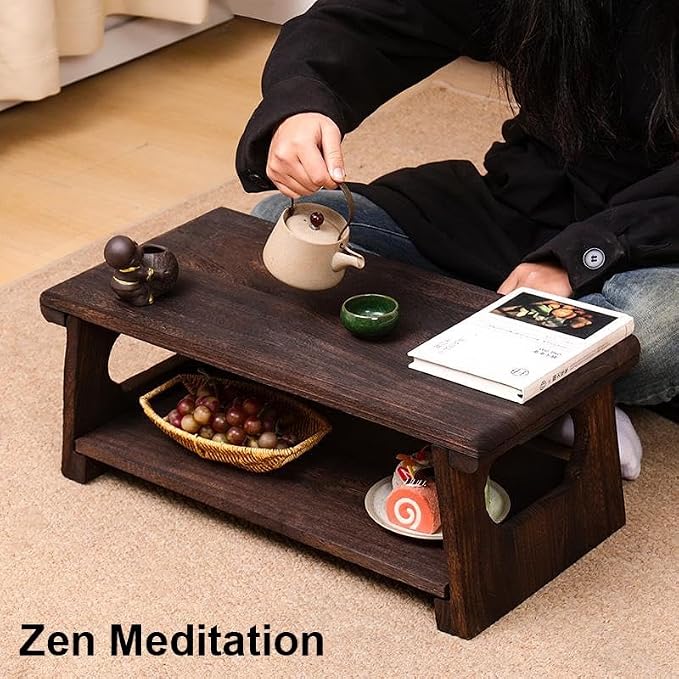 Japanese Tatami Coffee Table, Solid Wood Low Table - Image 2