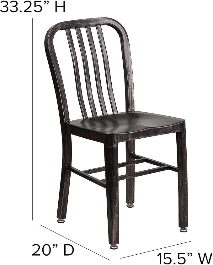 Flash Furniture Gael Commercial Grade 2 Pack Black-Antique Gold Metal - Image 3