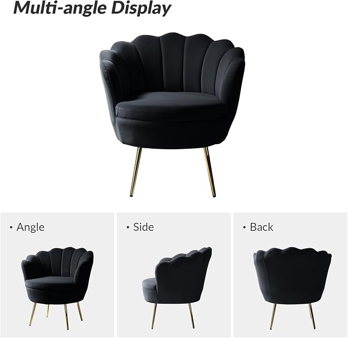 HULALA HOME Modern Velvet Accent Chair - Image 3