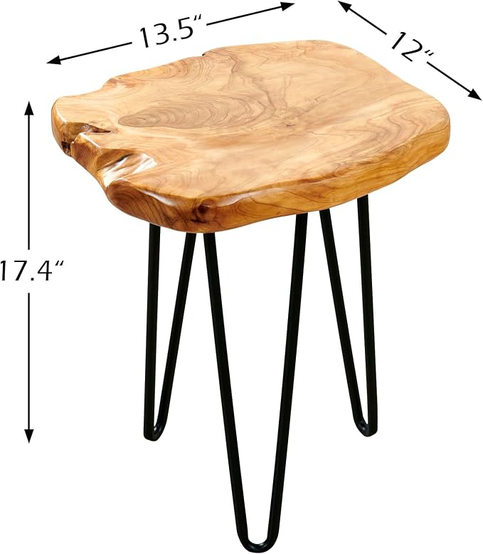 Greenage Cedar Roots Live Edge Side Table 12" x 13.5" x 17.4" Height Natural - Image 2