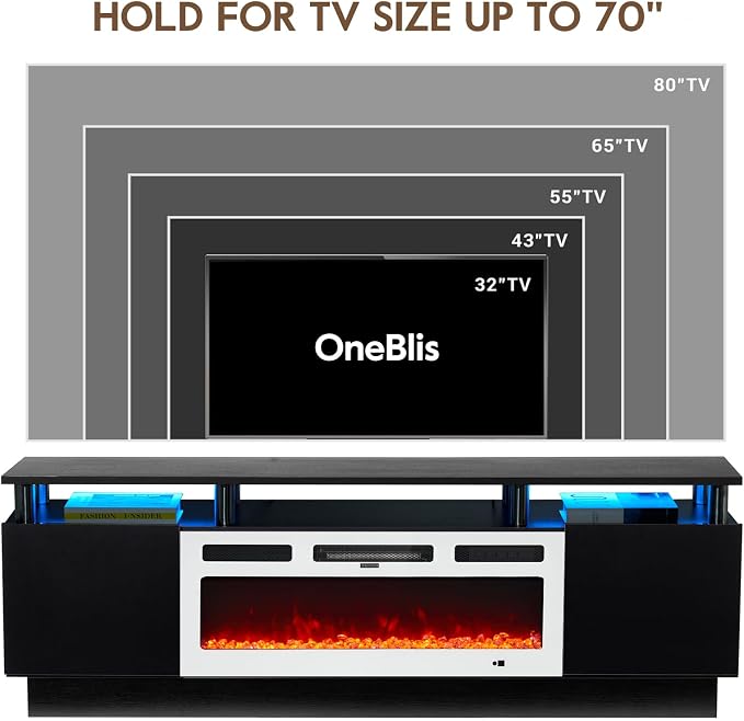 70" TV Stand for Living Room, Modern Entertainment Center & Media Console - Image 7