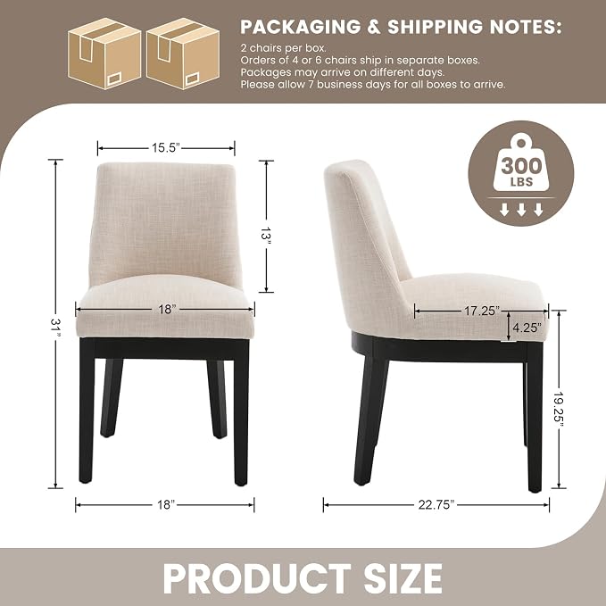 RIVOVA Modern Dining Chairs Set of 2 Comfortable Dining Room Chairs - Image 2