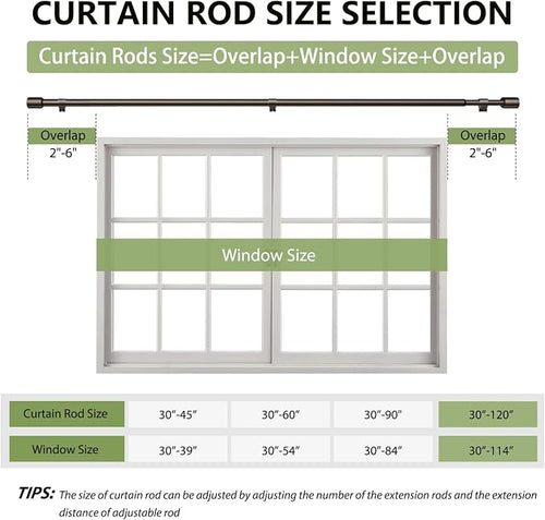 5/8” Diameter Curtain Rods 30-120 Inch, - Image 2