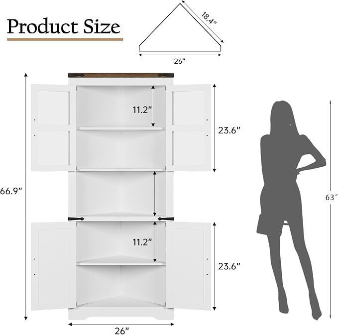 GarveeHome 67 in Tall Corner Storage Cabinet - Image 2