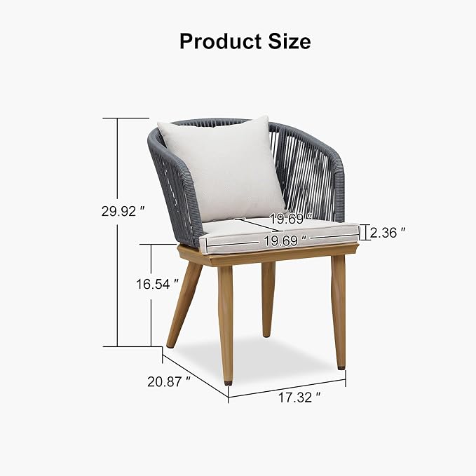 PURPLE LEAF Patio Dining Chair Set Modern Wicker Outdoor Furniture Seating - Image 9