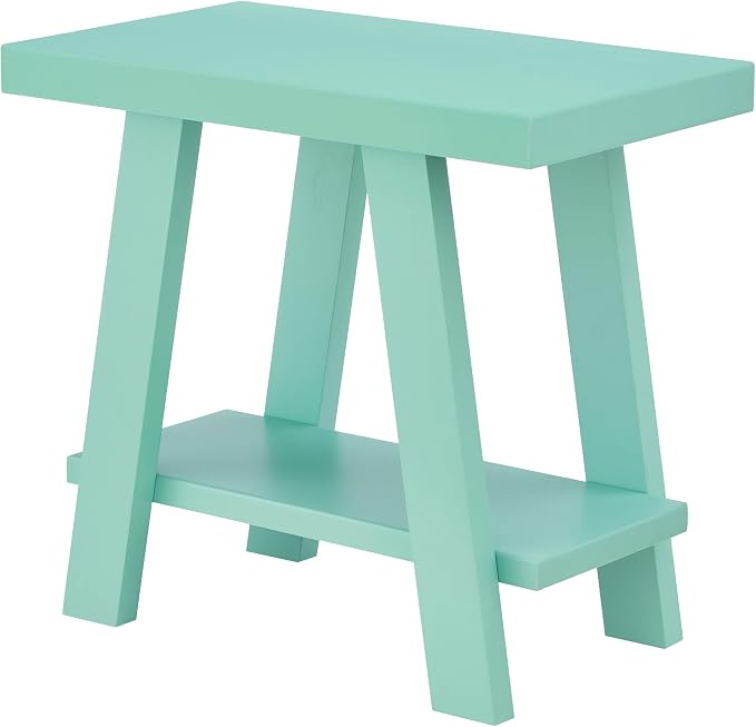 Roundhill Furniture Athens Contemporary Wood Shelf Side Table in Teal - Image 7