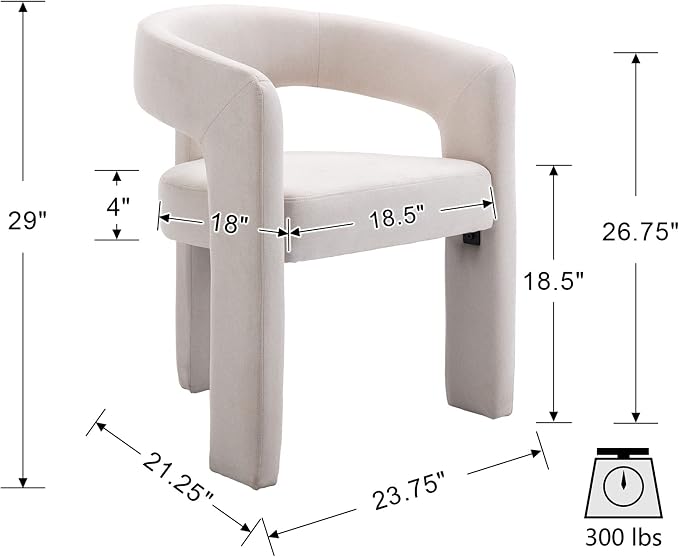 VESCASA Linen Barrel Dining Chair - Image 2