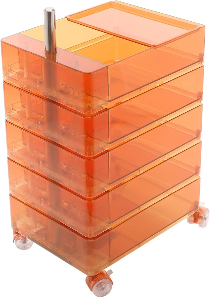 5 Tier Storage Cabinet, 360° Rotating Sofa Side Cabinet, Mobile Bedside Table - Image 7
