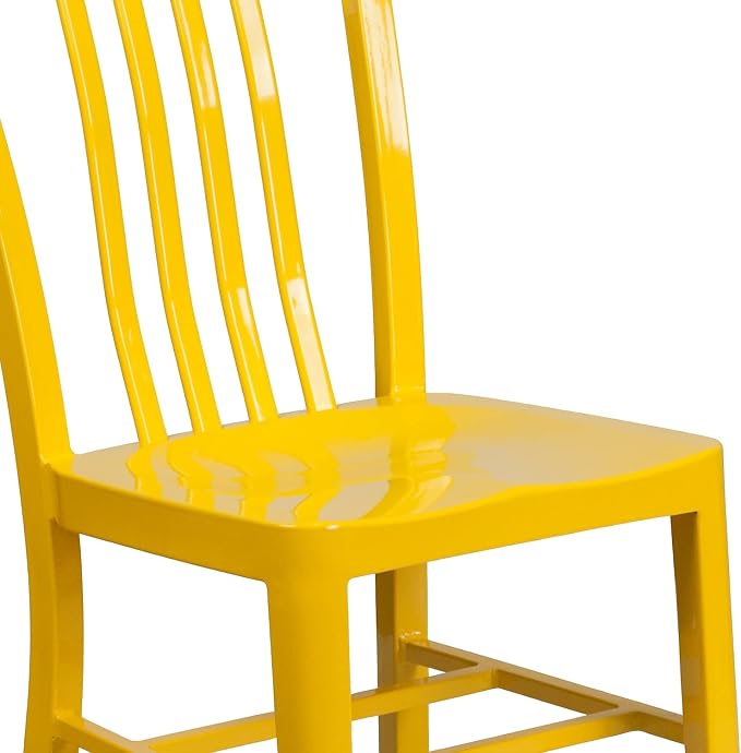 Flash Furniture Gael Commercial Grade 2 Pack Yellow Metal Indoor-Outdoor Chair - Image 8