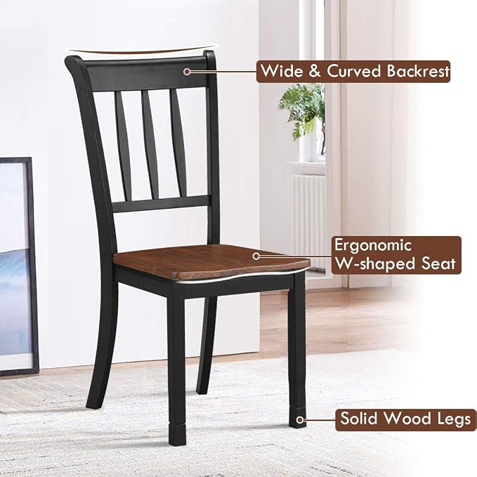 Giantex Wood Dining Chairs Set of 4, Armless Kitchen Chairs w/Solid Rubber Wood - Image 6