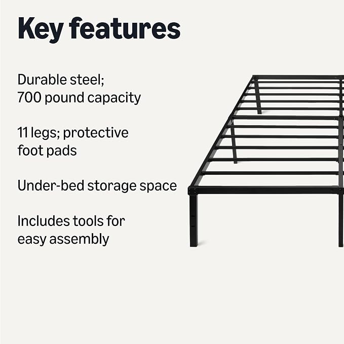Amazon Basics Metal Bed Frame, Non-Foldable Platform - Image 3