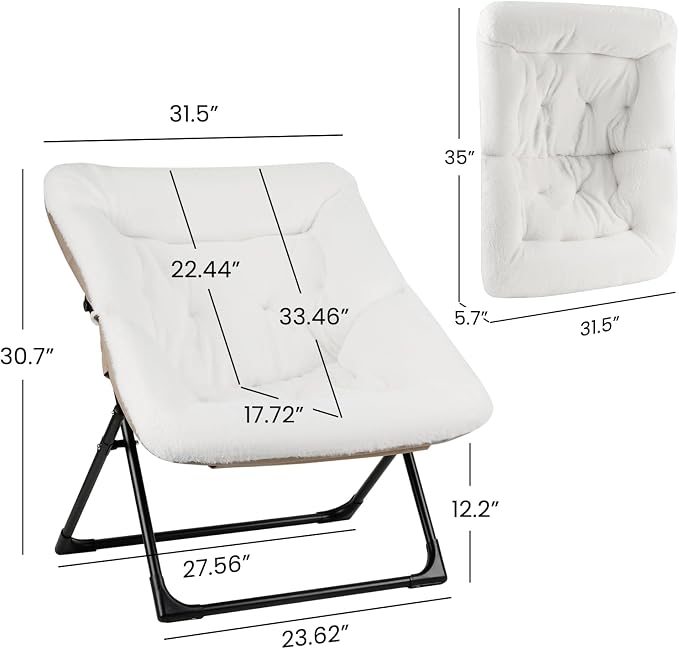 Comfy Saucer Chair for Adults, Soft Faux Fur Bedroom Chair, Accent Dorm Chairs - Image 3