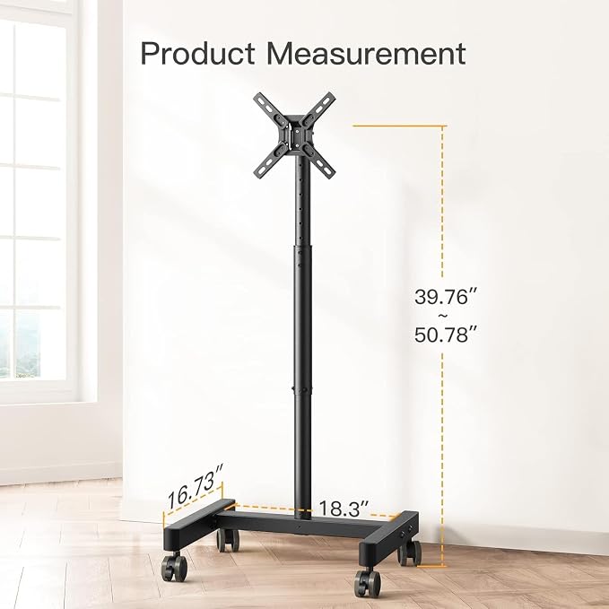 Perlegear Rolling TV Stand, Mobile TV Stand on Wheels - Image 4