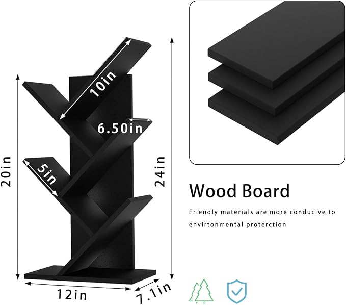 SHEEPAM 5 Tier Tree Book Shelf, Small Desktop Bookshelf - Image 3