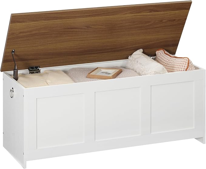 HOOBRO Storage Bench, 39.3" Retro Wooden Storage Chest, Wooden Storage Trunk - Image 8