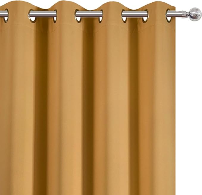 LEMOMO Mustard Yellow Thermal Blackout Curtains/52 x 72 Inch/Set of 2 Panels - Image 6