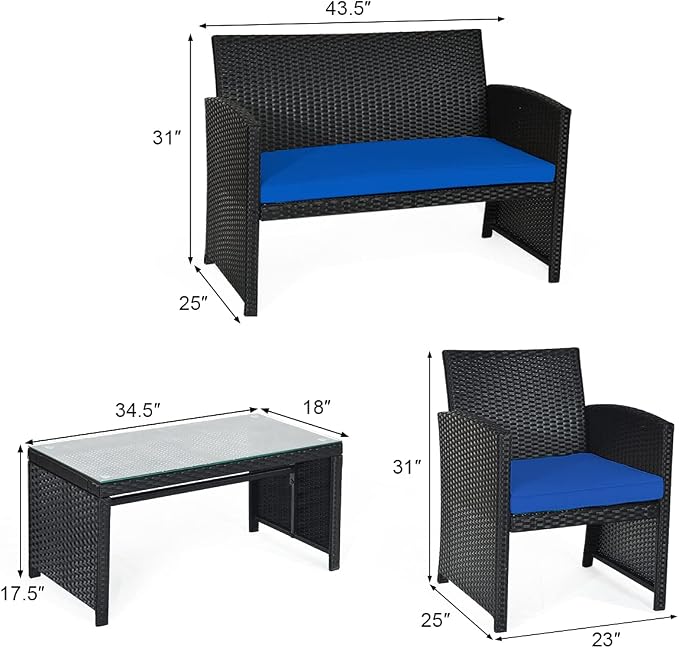 Tangkula 8 Pieces Patio Wicker Conversation Furniture Set, Patiojoy Sofa & - Image 5