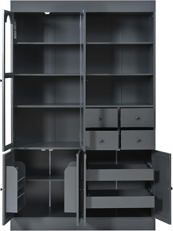 VilroCaz 75'' Tall Freestanding Kitchen Pantry Cabinet, Wood Large Cupboard - Image 5