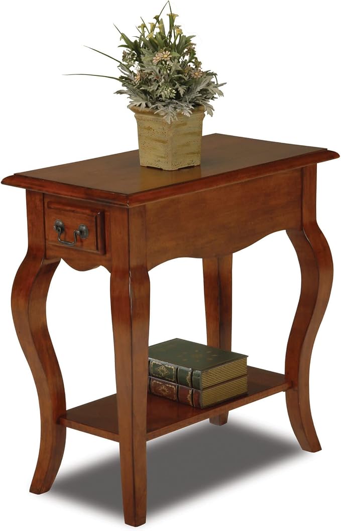 Leick Home 9018-BR One Drawer French Cabriole Leg Side Table by LeickFurniture