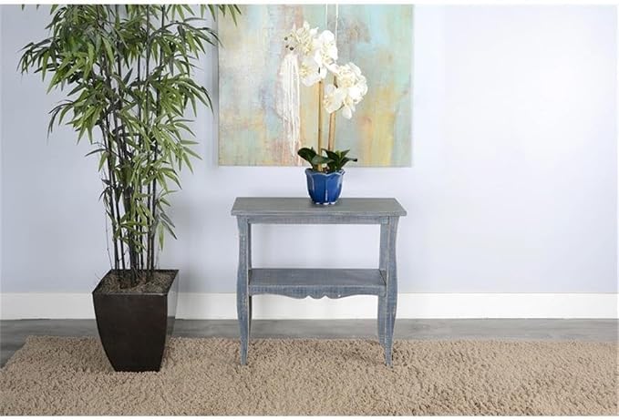 Sunny Designs Marina Ocean Blue Solid Wood and Veneers Side Table - Image 2