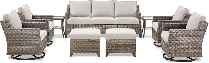 Outdoor Patio Furniture Set-9 Pieces All-Weather Wicker Outdoor Furniture - Image 9