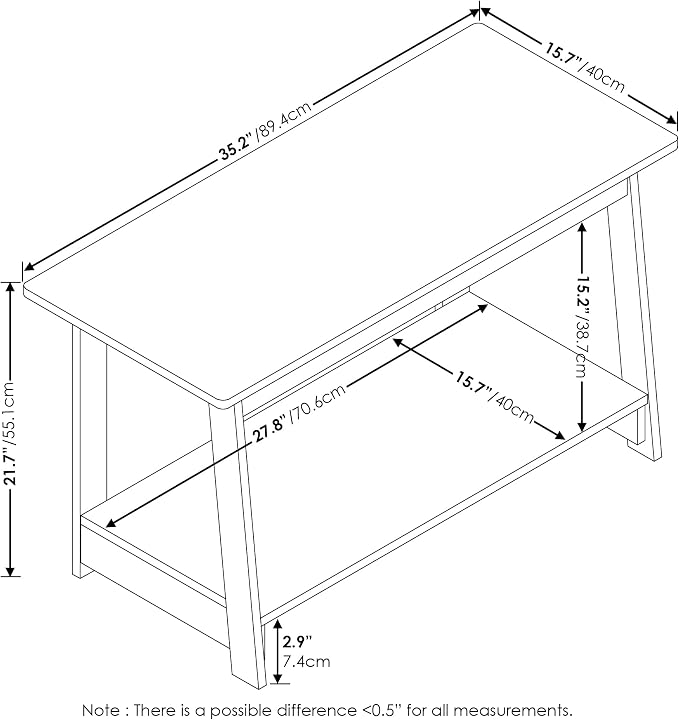 Furinno BEGINNING TV Stand, 2-Tier Rectangular Entertainment Center - Image 6