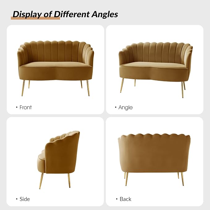 HULALA HOME Modern Velvet Loveseat Sofa - Image 5