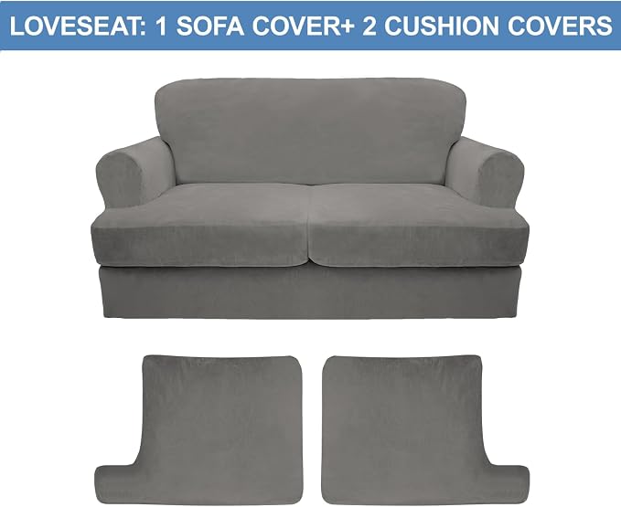 CUCRAF Cushion Sofa Cover 3 Piece Slipcovers, Soft Thick Velvet Couch Cover - Image 5