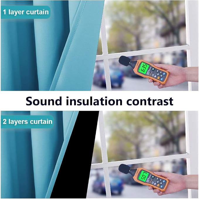 NICETOWN 100% Blackout Window Curtain Panels, Teal Blue, Cold and Full Light - Image 4