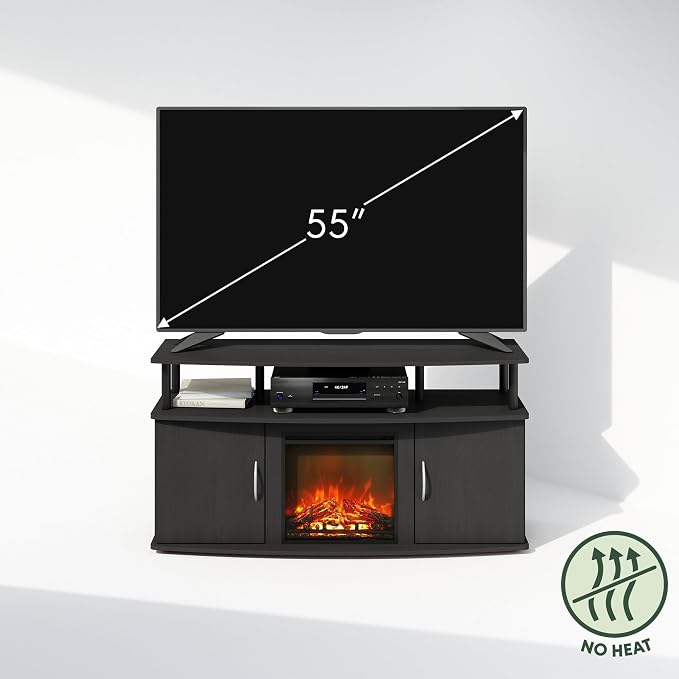 Furinno Jensen Fireplace TV Stand, NO Heat Decorative Electric Fireplace Corner - Image 6