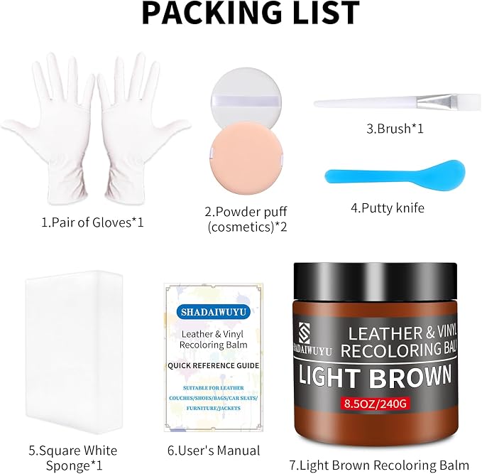 Leather Recoloring Balm, 8.5oz Leather Color Restorer, Light Brown Leather - Image 7