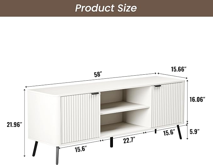 Fatmok TV Stand, Mid Century Entertainment Center - Image 2
