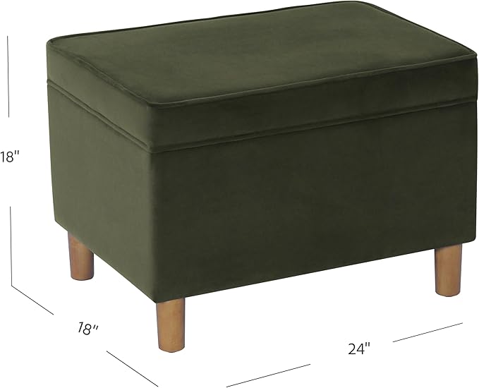 HomePop - Dinah 24" Storage Ottoman- Loden Green Velvet - Image 3