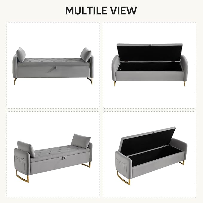 65" End of Bed Storage Bench, Storage Bench - Image 6