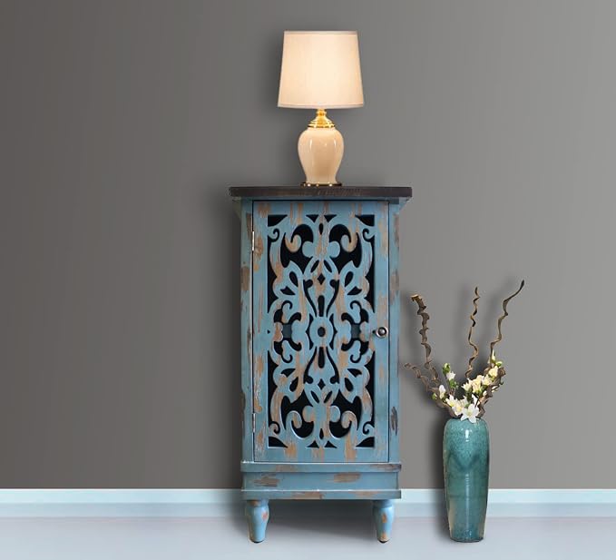 eHemco Distressed Blue Accent End Table - Image 4