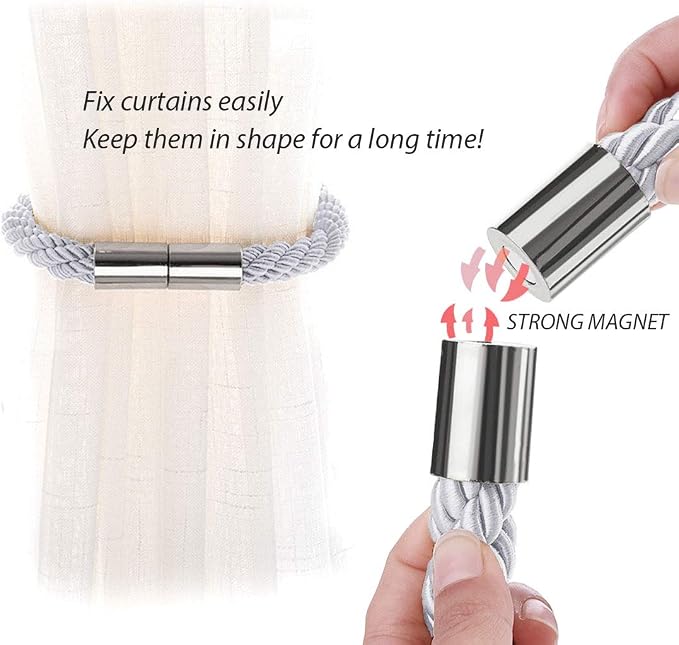 NICEEC 4 Pack Strong Magnetic Curtain Tiebacks Modern Simple Style Drape Tie - Image 4